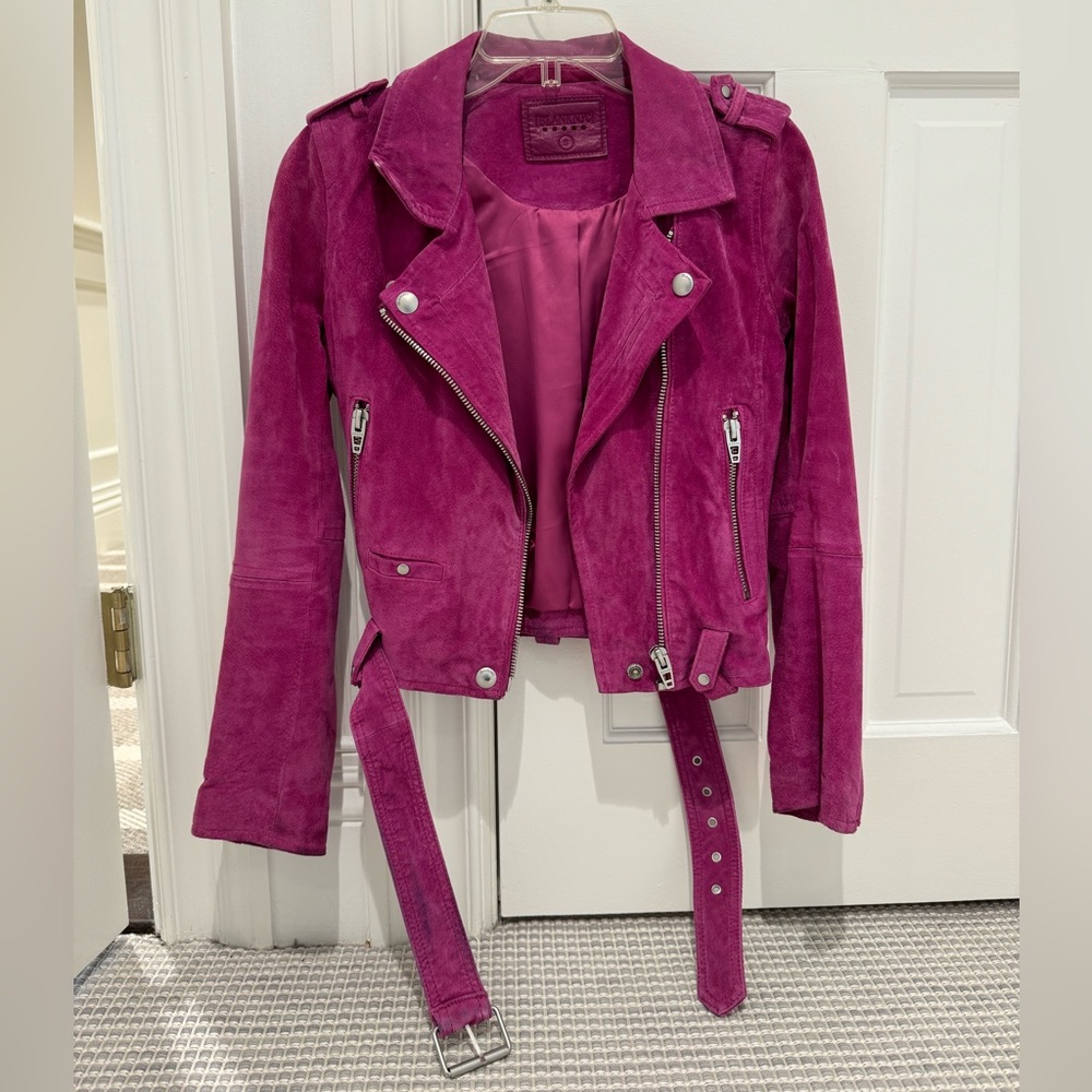 Blank NYC Magenta Suede Leather Jacket